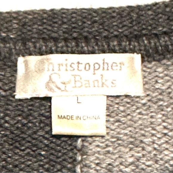 Christopher & Banks Gray and White Snowflake Medallion Silk Angora Sweater Large - Picture 2 of 8